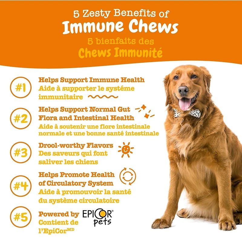 Zesty Paws Immune Peanut Butter Daily Soft Chews Dog Supplement, 60 Soft Chews