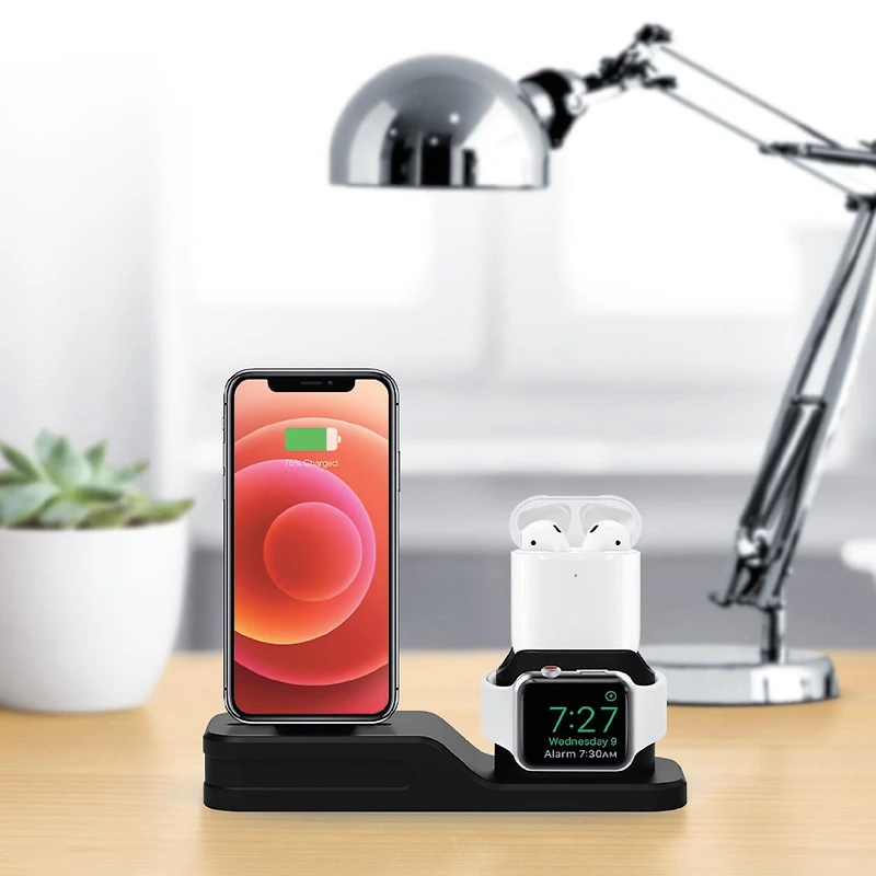 Merkury Innovations 3-In-1 Silicone Desktop Charging Station, 3-In-1 Charging Station