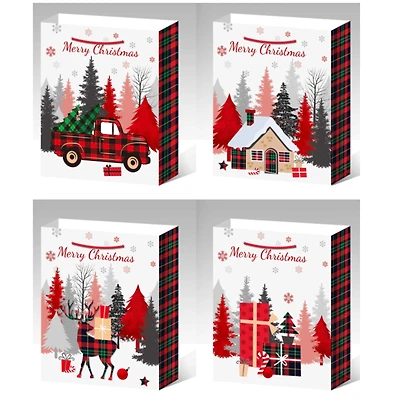 Sacs-Cadeaux De Noël (À Carreaux Buffalo) (Assortiment) (Grand) - Lot De 12