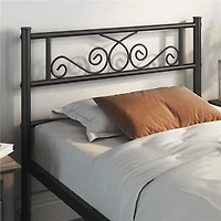 FullFurnique Graceful Scroll Metal Platform Bed Twin Bed with Headboard and Footboard for Adult, Black