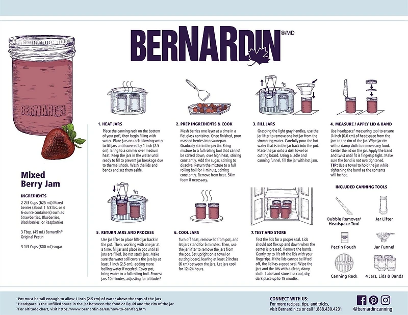 Bernardin Smooth-Sided Mason Jars with Lids and Bands, Regular Mouth, 250 mL