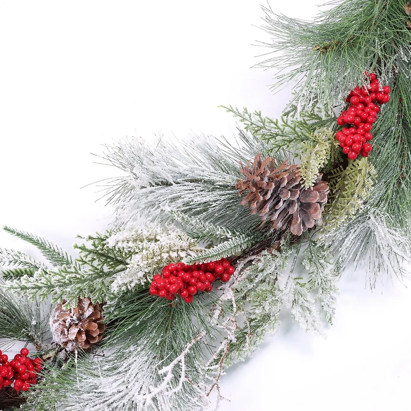 HOLIDAY TIME CHRISTMAS RED BERRY GARLAND, CHRISTMAS GARLAND