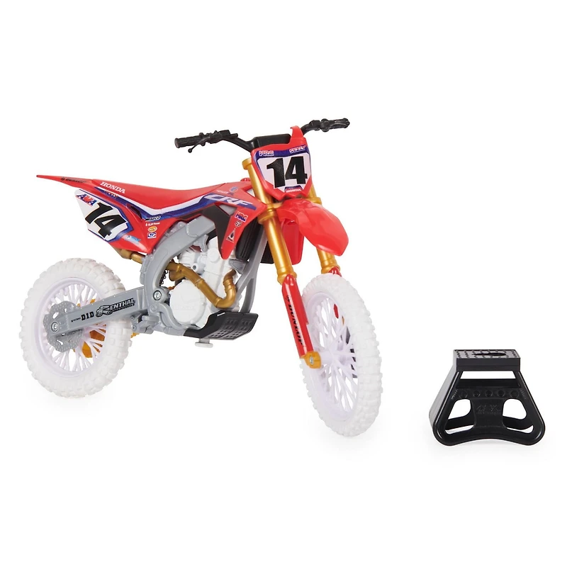 Supercross, Authentic Cole Seely, 1:10 Scale Collector Die-Cast Toy Motorcycle Replica with Race Stand, For Collectors and Kids Age 5 and Up