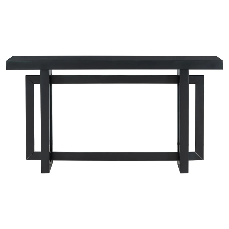 Noble House Table d'Entrée Peinte 59,1 Pouces, Console Design Triple Rectangle en Placage de Pin avec Pieds en Pin Épais, Extra Long, Noir