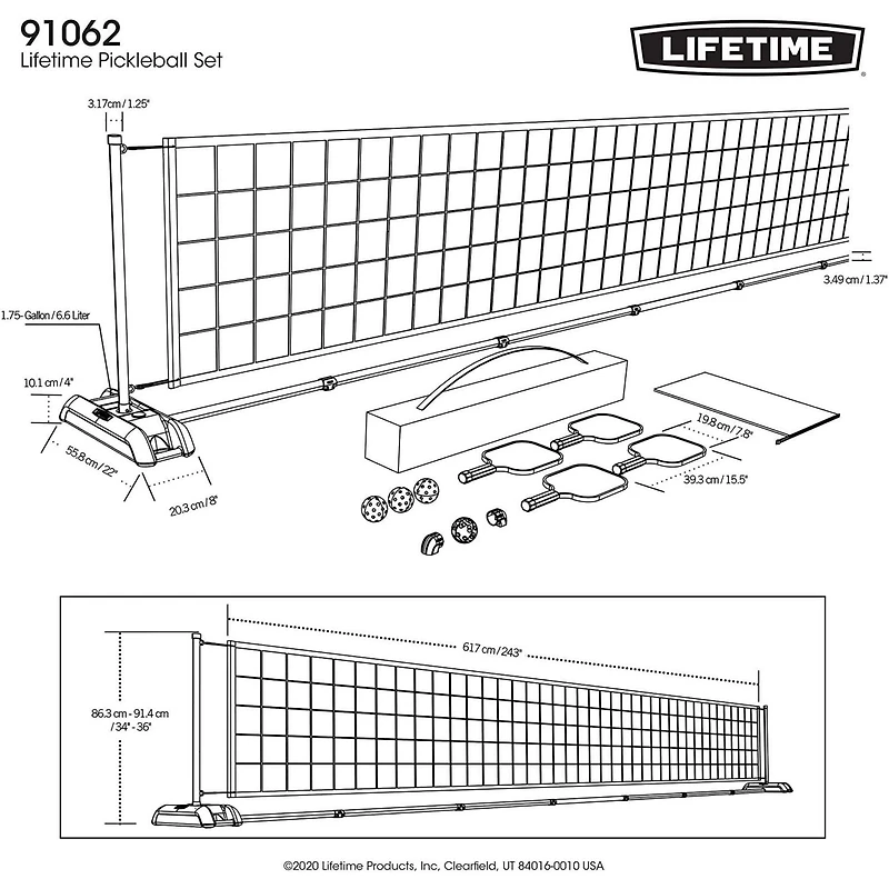 LIFETIME Professional Pickleball Bundle with Net, Balls and Rackets