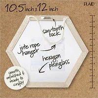 Plaid Unfinished Wood Surfaces Hexagon Plexiglass Panel, 10.39" x 12" x .75", Hexagon Plexiglass Panel