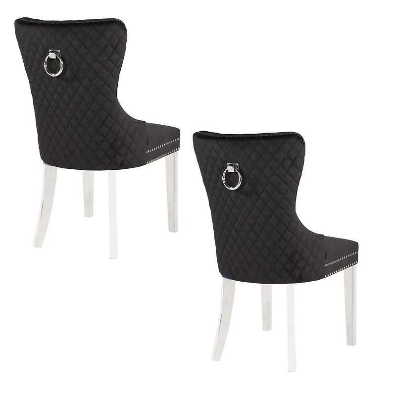 Plata Import Wingback Chair in Black - Set 2