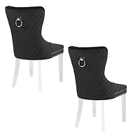 Plata Import Wingback Chair in Black - Set 2
