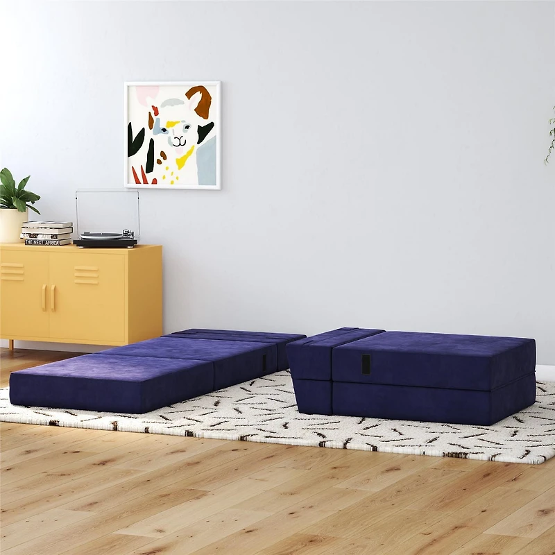 Novogratz The Flower Modular Chair and Lounger Bed with 5-in-1 Design, Black