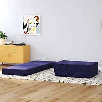 Novogratz The Flower Modular Chair and Lounger Bed with 5-in-1 Design, Black