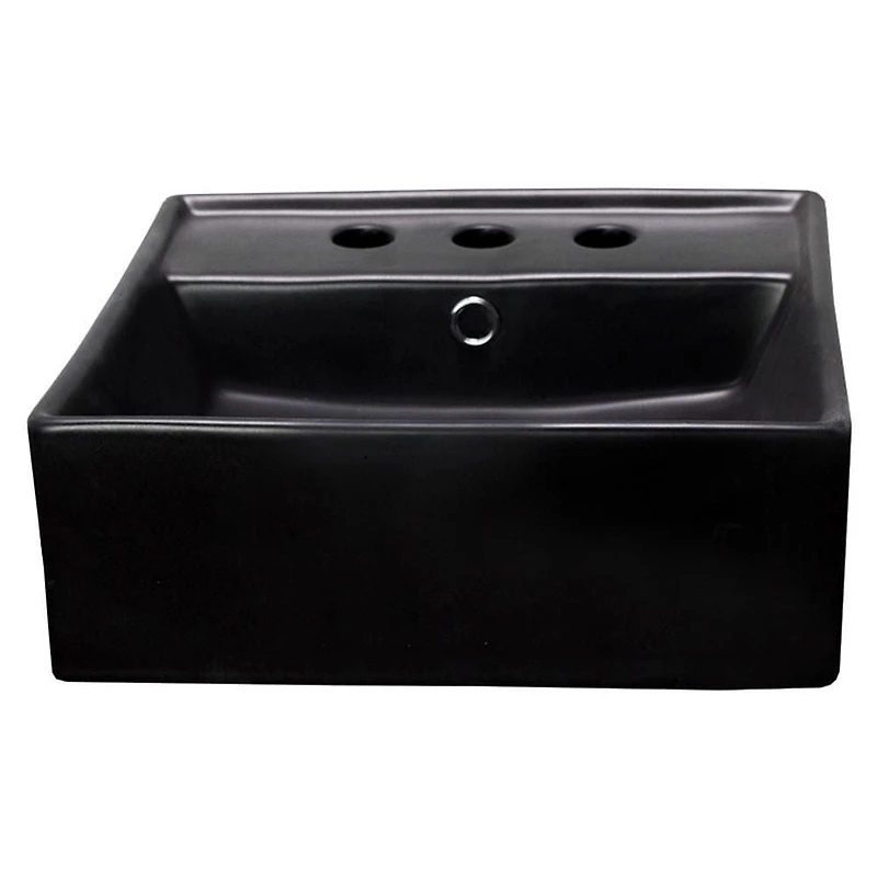 American Imaginations 16.14-in. W Semi-Recessed Black Bathroom Vessel Sink For 3H8-in. Center Drilling AI-28357