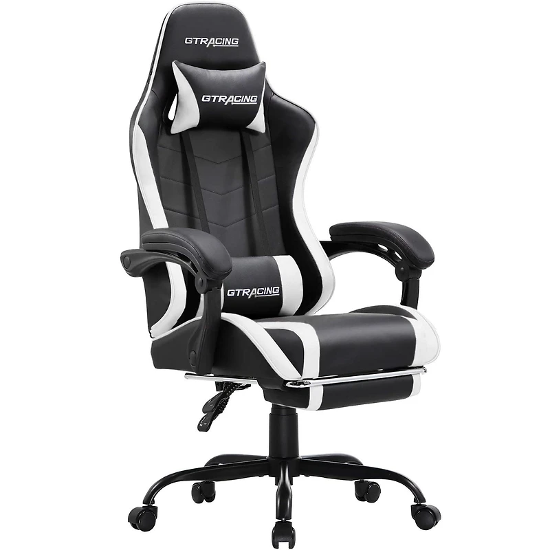 Chaise de jeu ergonomique GTRACING GTWD-200 avec coussins réglables et repose-pieds Chaise de jeu avec repose-pieds rétractable
