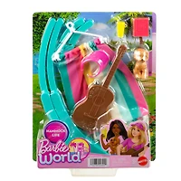 Barbie World Hammock Set with 7 Camping Accessories Including Swinging Hammock with Guitar & Puppy - Walmart Exclusive, Ages 3+