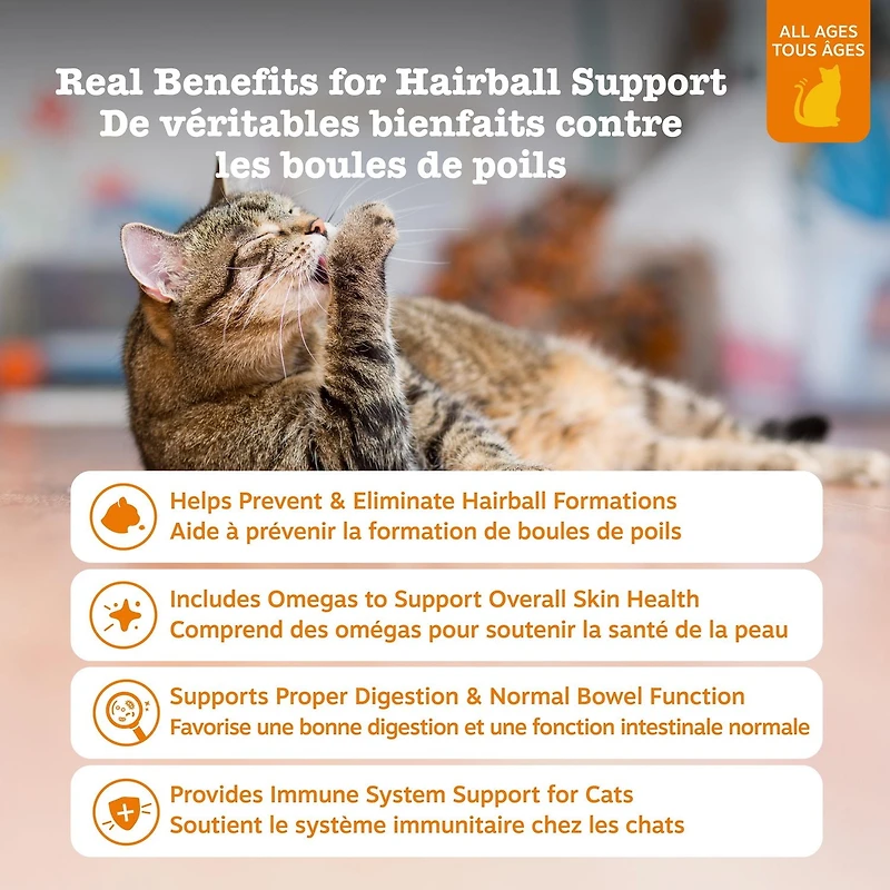 Zesty Paws Boules de Poils Sauveur de Lard Complément Digestif Pour Chats Produits à Mâcher Doux Supplément chat