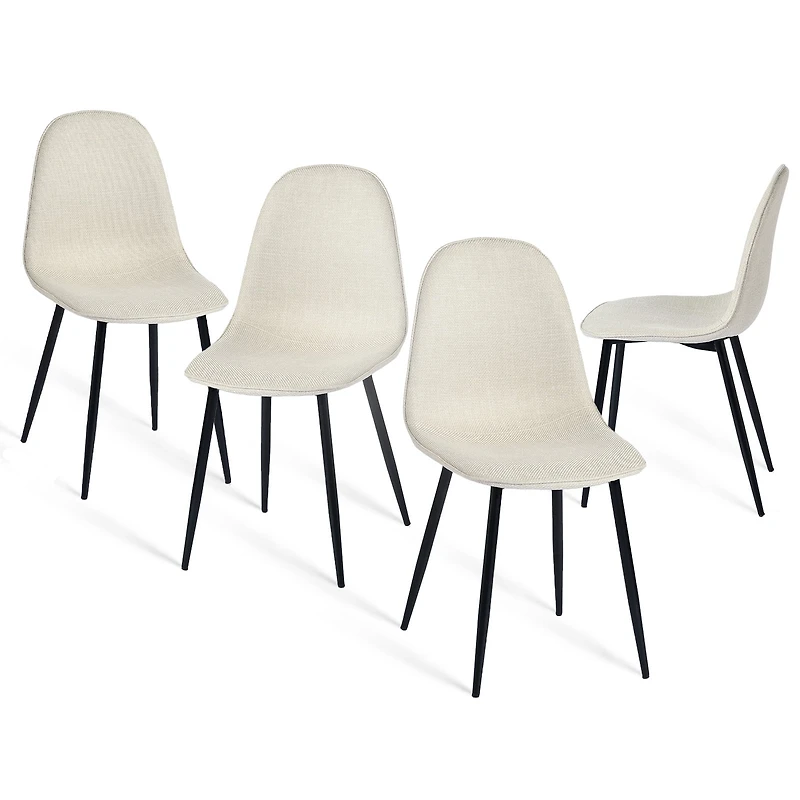 Homy Casa Set of 4 Modern Dining Chairs with Metal Legs and Upholstery Seats for Kitchen Café, Cream Fabric