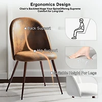 Ensemble de 2 chaises de bureau Homy Casa avec dossier rond rembourré, sans accoudoirs, imitation daim brun