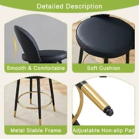 Ensemble de 2 tabourets de bar Noble House pivotants à 360° en PU, siège rembourré confortable, noir