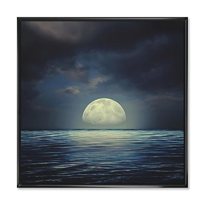 Designart Super Moon Over The Sea II FLOAT FRAME WALL ART