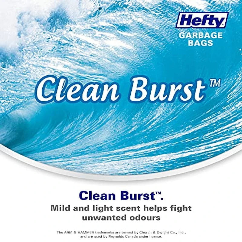 Hefty™ Lot de 30 sacs poubelle Strong Regular 75 litres noirs, EasyFlaps™, neutralisant les odeurs Arm & Hammer