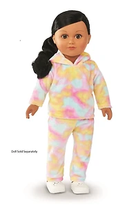 My Life As Loungewear Fashion Set for 18-inch Doll, 3 Pieces Included, Pink Yellow Blue Tie-Dye