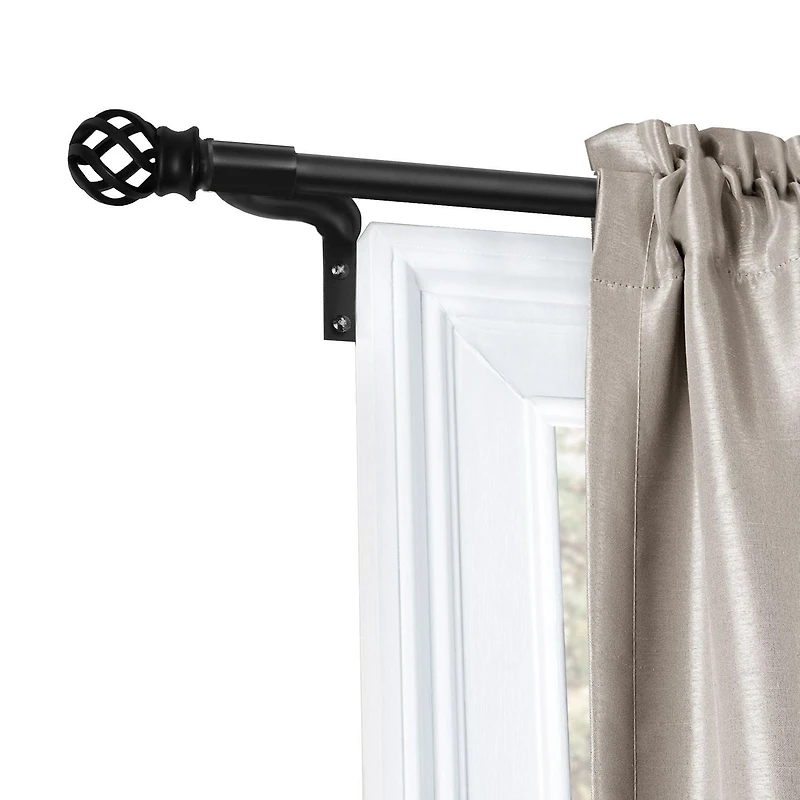 Smart Rods Easy Install Adjustable Cafe Window Rod, No Measuring, with Decorative Finials, Adjusts 48 to 120 Inches