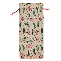 Holiday Time 3 Count Fabric Bags with Drawstring 6" by 14" for Xmas Package Storage