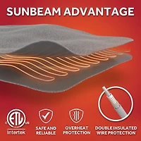 Sunbeam Quilted Electric Heated Mattress Pad 12 Heat Settings Auto Shut-Off Fast Heating White Full 54 x 75