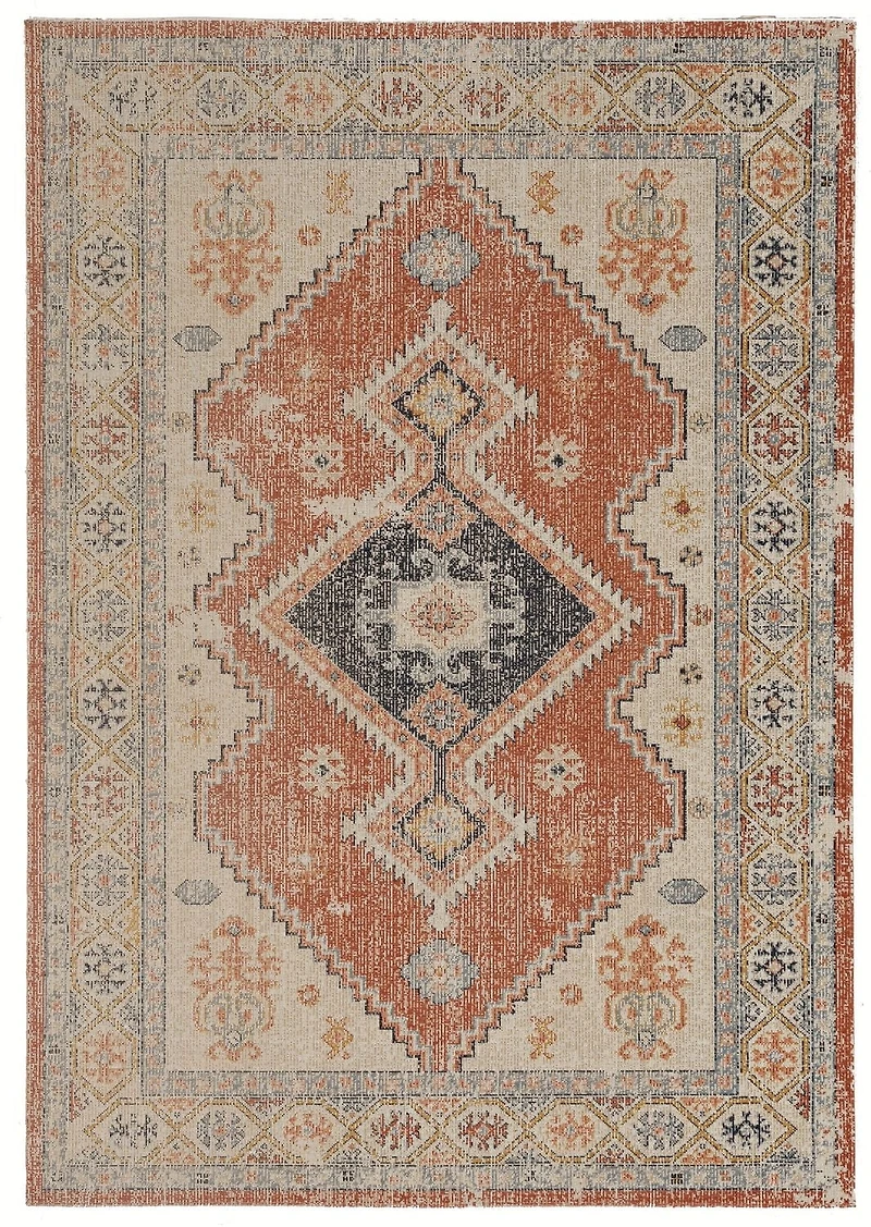 Tapis Grand Zéro Lofton ivoire et rouille de 5 pi x 7 pi 6 po