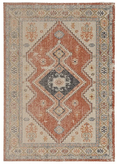 Tapis Grand Zéro Lofton ivoire et rouille de 5 pi x 7 pi 6 po