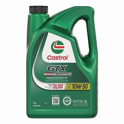 Castrol GTX – High Mileage 10W30 5L, A premium oil formulated for engines with over 120,000km.