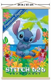 Disney Leroy and Stitch - Beach Wall Poster, 22.375" x 34" Framed