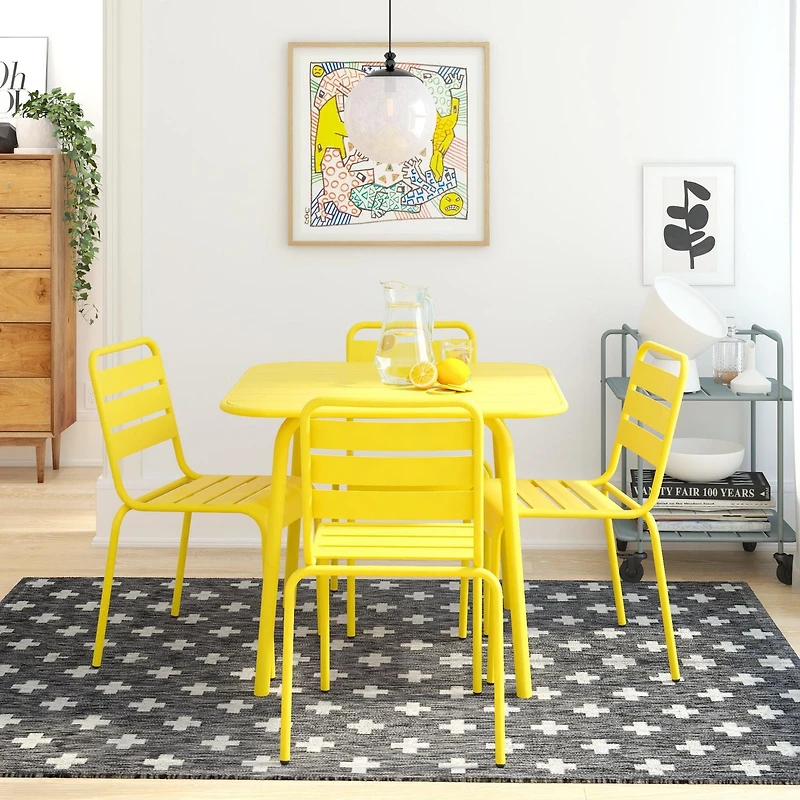 Novogratz Poolside Gossip Collection, June Square Dining Table, Yellow