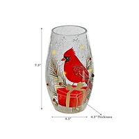 Décoration En Verre Oblong Craquelé À Led (Cardinal Sur Boîte Cadeau)