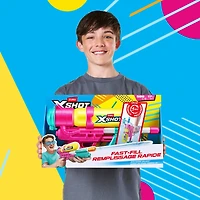 XSHOT Water Fast Fill (33ft & 750ml) 80s Super Splash Yellow Outdoor Water Blaster by ZURU Ages 6+
