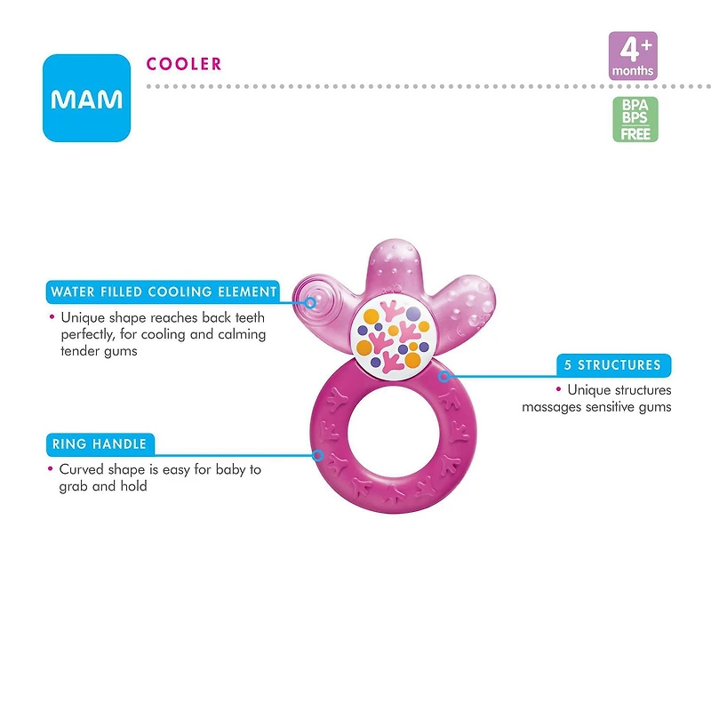 Jouets pour bébé MAM, anneaux de dentition, anneau de dentition refroidissant, garçon, 4 mois et plus, 1 unité