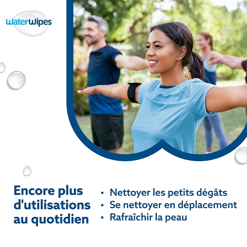WaterWipes Sensitive+ Gentle Clean Wipes, 3-en-1 nettoie, soigne, protège, 99,9 % d'eau, non parfumées