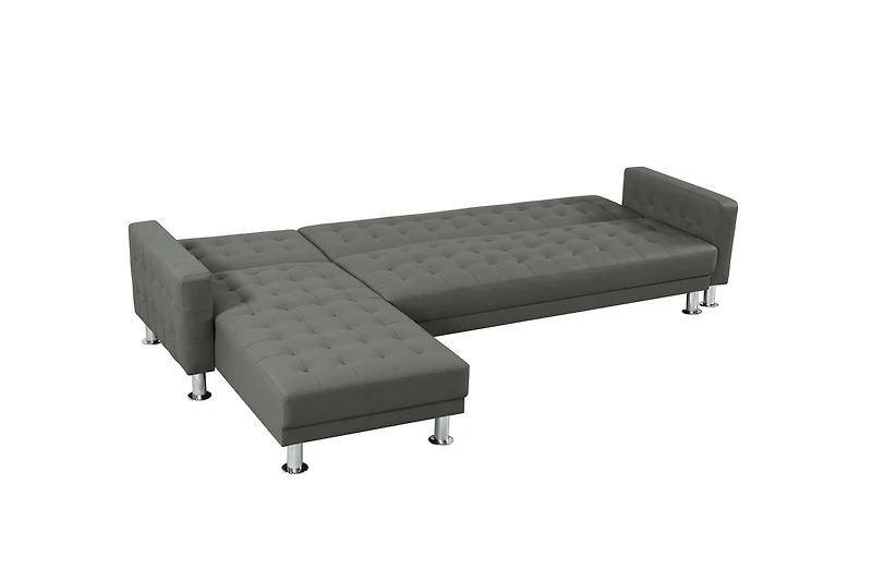 Velago ATTALENS Sectional Faux Leather Sleeper Sofa, Grey