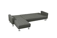Velago ATTALENS Sectional Faux Leather Sleeper Sofa, Grey