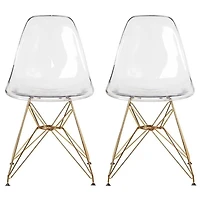 Eiffel Style Acrylic Seat Dining Chair with Gold Legs – Set of 2 Modern Transparent Chairs, Clear Acrylic Seat, Stylish Side Chairs for Dining Rooms and Contemporary Spaces,modern