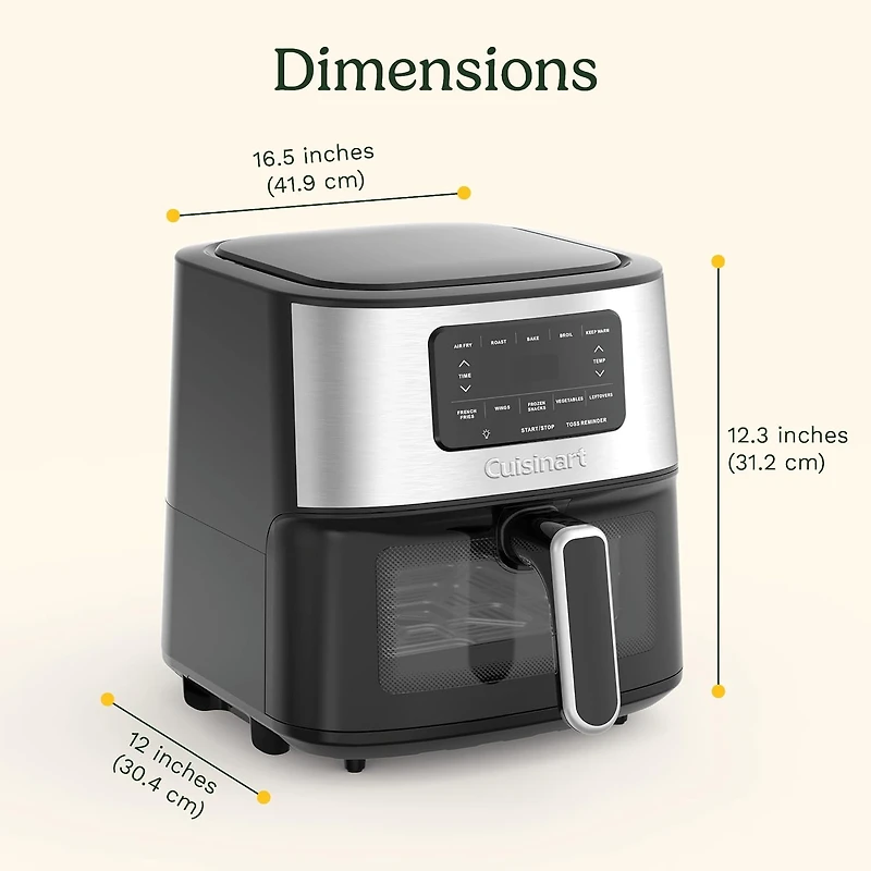 Cuisinart Air Fryer Oven, 6-Qt Basket Stainless Steel Air Fryer, Kitchen Dishwasher-Safe Parts with 5 Presets Roast, Bake, Broil, Air Fry and Keep Warm, Quick & Easy Electric Fryer