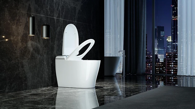 Ecoway Deluxe 1-Piece 1.28GPF Single Flush Elongated Standard Tankless Smart Bidet Toilet in White