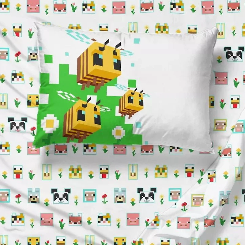 Minecraft Belle Journée Ensemble de Draps 3-Pièces pour Lit 1 Place, 100 % Polyester