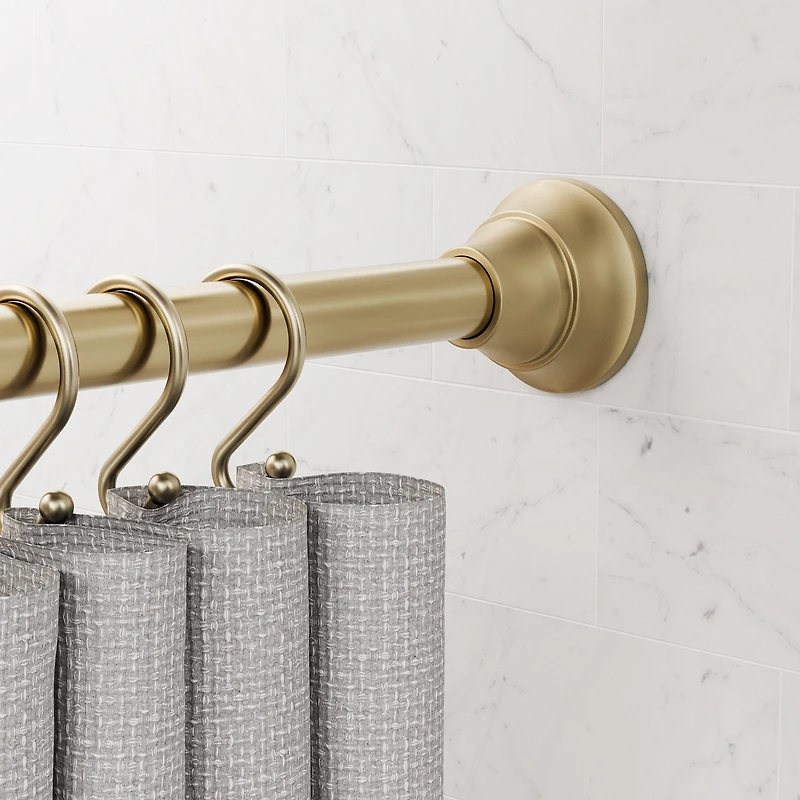 Better Homes & Gardens Rustproof Modern Adjustable Tension Shower Curtain with Decorative Wave Finials