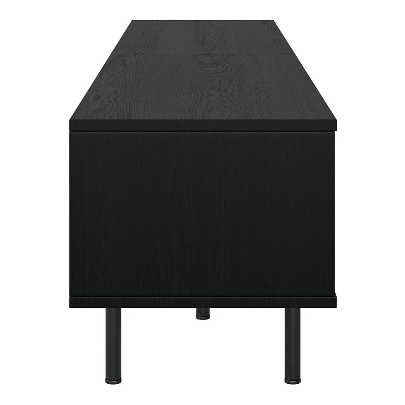 Meuble TV modulaire extra-long CorLiving Fresco en bois d'ingénierie noir avec portes vitrées pour téléviseurs jusqu'à 110p
