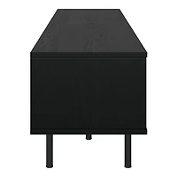 Meuble TV modulaire extra-long CorLiving Fresco en bois d'ingénierie noir avec portes vitrées pour téléviseurs jusqu'à 110p