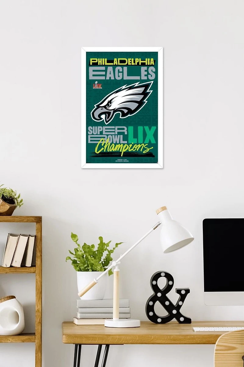 NFL Philadelphia Eagles - Super Bowl LIX Team Logo Wall Poster, 22.375" x 34" Framed
