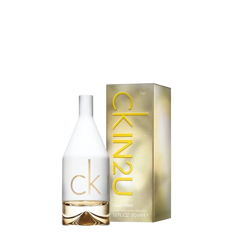 Calvin Klein CK IN2U Eau de Toilette for Women - Aromatic Fragrance, Top notes: Redcurrant leaves, Sicilian bergamot, pink grapefruit fizz, 50ml, Spontaneous. Sexy. Connected.
