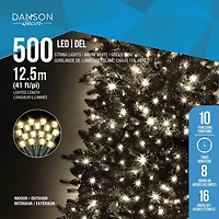 500L 5MM LED Multifunction Light String in Warm White, Green Wire