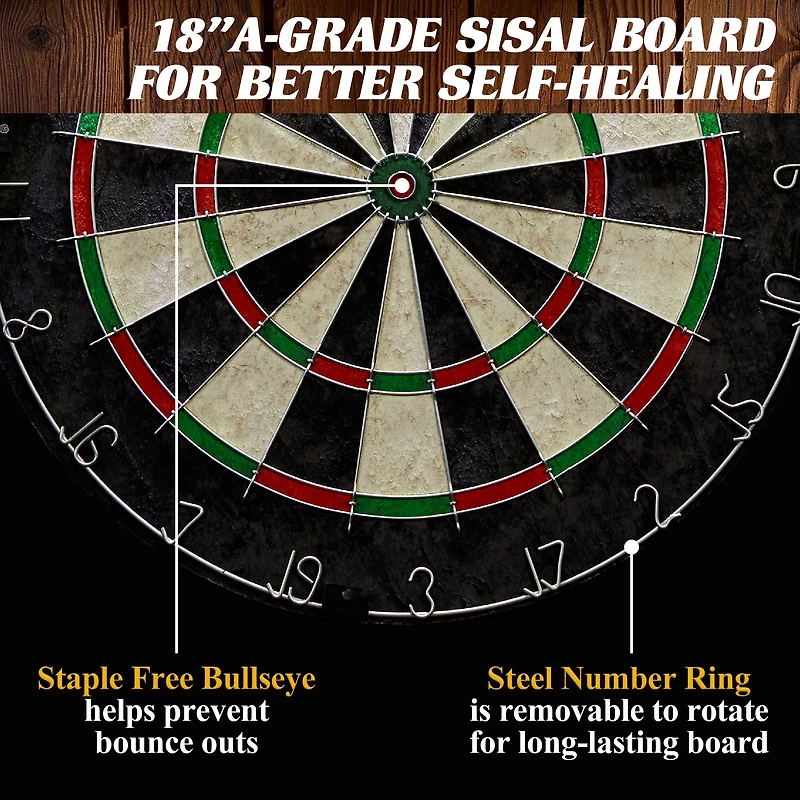Prescott Bristle Dartboard Cabinet Set, Official Size Dart Board, by Barrington