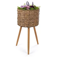 Truu Design Decorative Cattail Planter Set with Wooden Legs